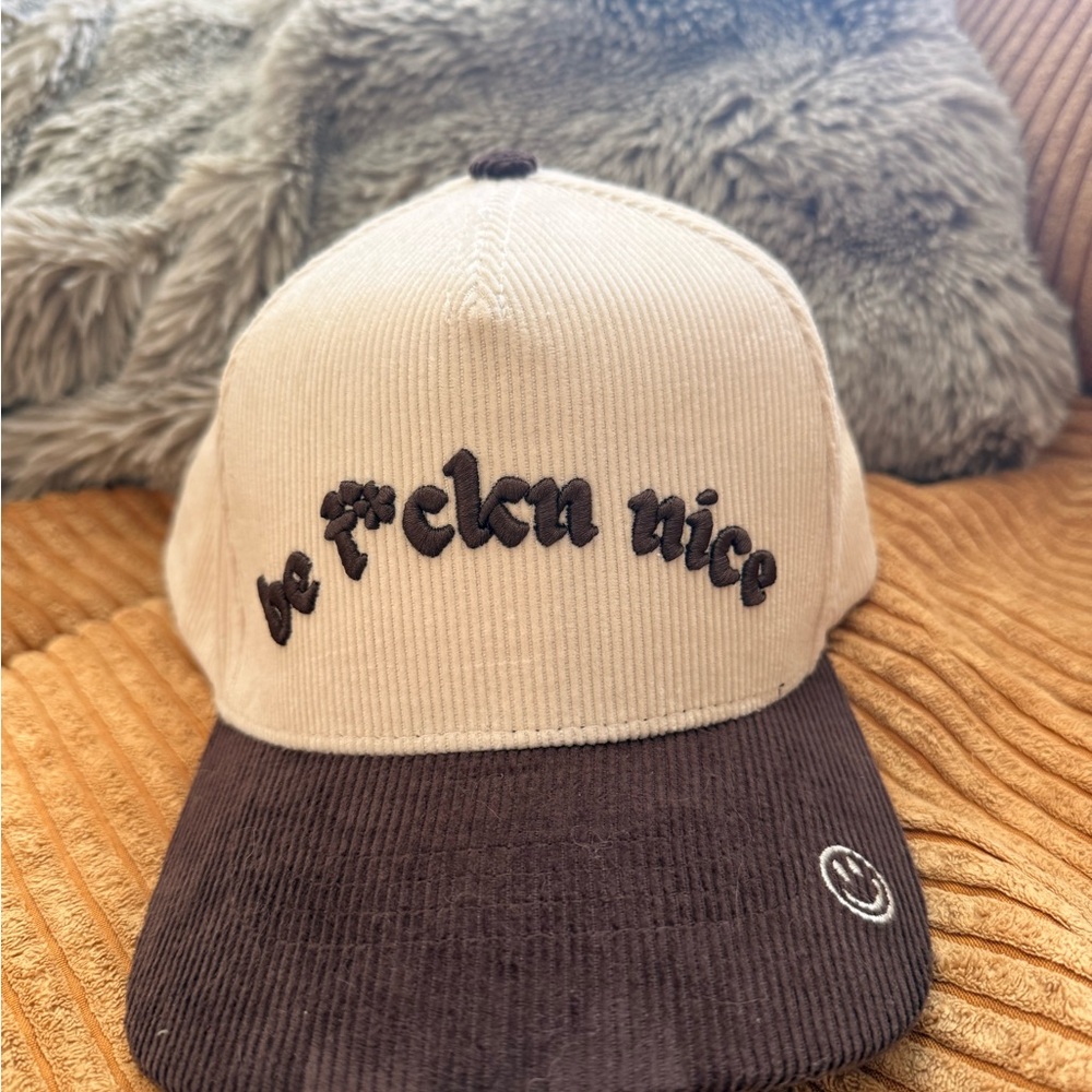 Be Nice Embroidered Corduroy Ballcap